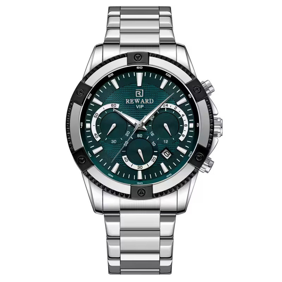 Reward-Montre Homme. Acier Inoxydable avec Chronographe & Affichage Lumineux