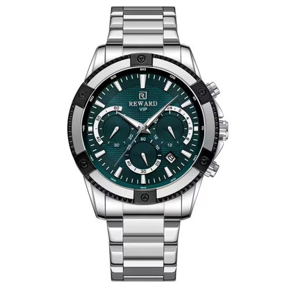 Reward-Montre Homme. Acier Inoxydable avec Chronographe & Affichage Lumineux