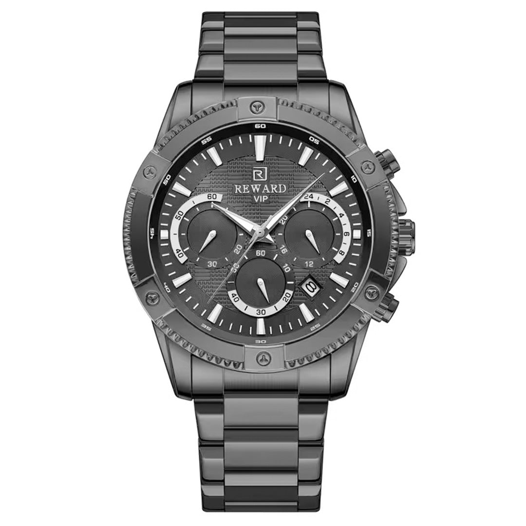 Reward-Montre Homme. Acier Inoxydable avec Chronographe & Affichage Lumineux