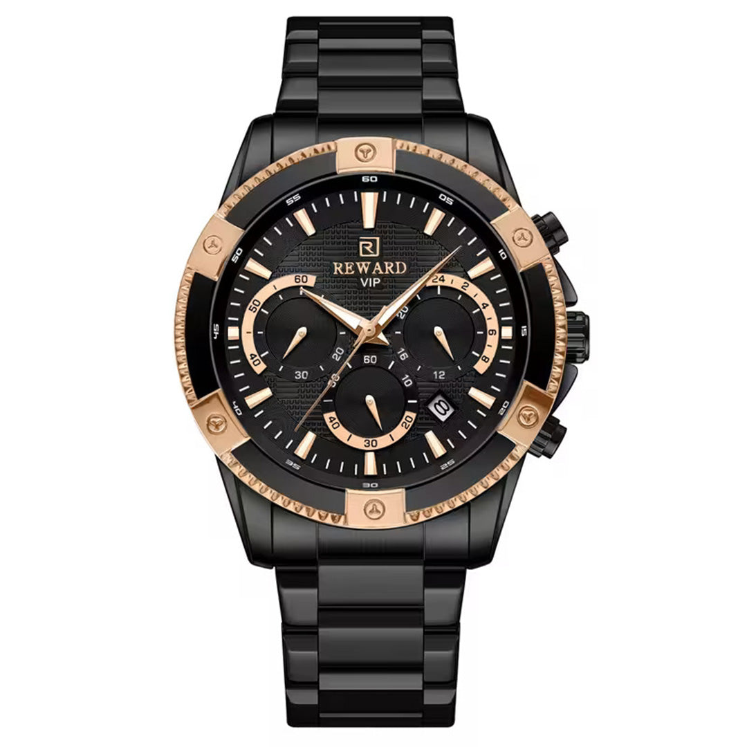 Reward-Montre Homme. Acier Inoxydable avec Chronographe & Affichage Lumineux