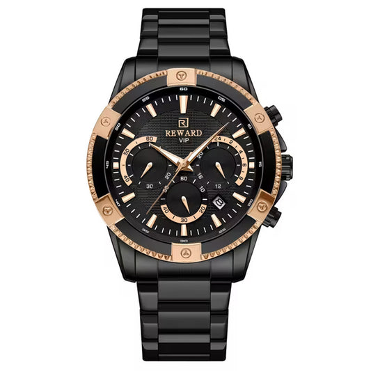 Reward-Montre Homme. Acier Inoxydable avec Chronographe & Affichage Lumineux
