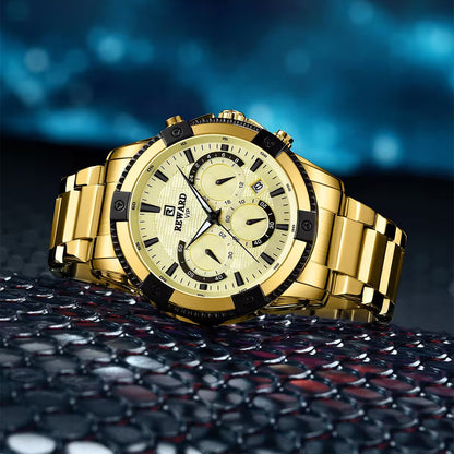 Reward-Montre Homme. Acier Inoxydable avec Chronographe & Affichage Lumineux