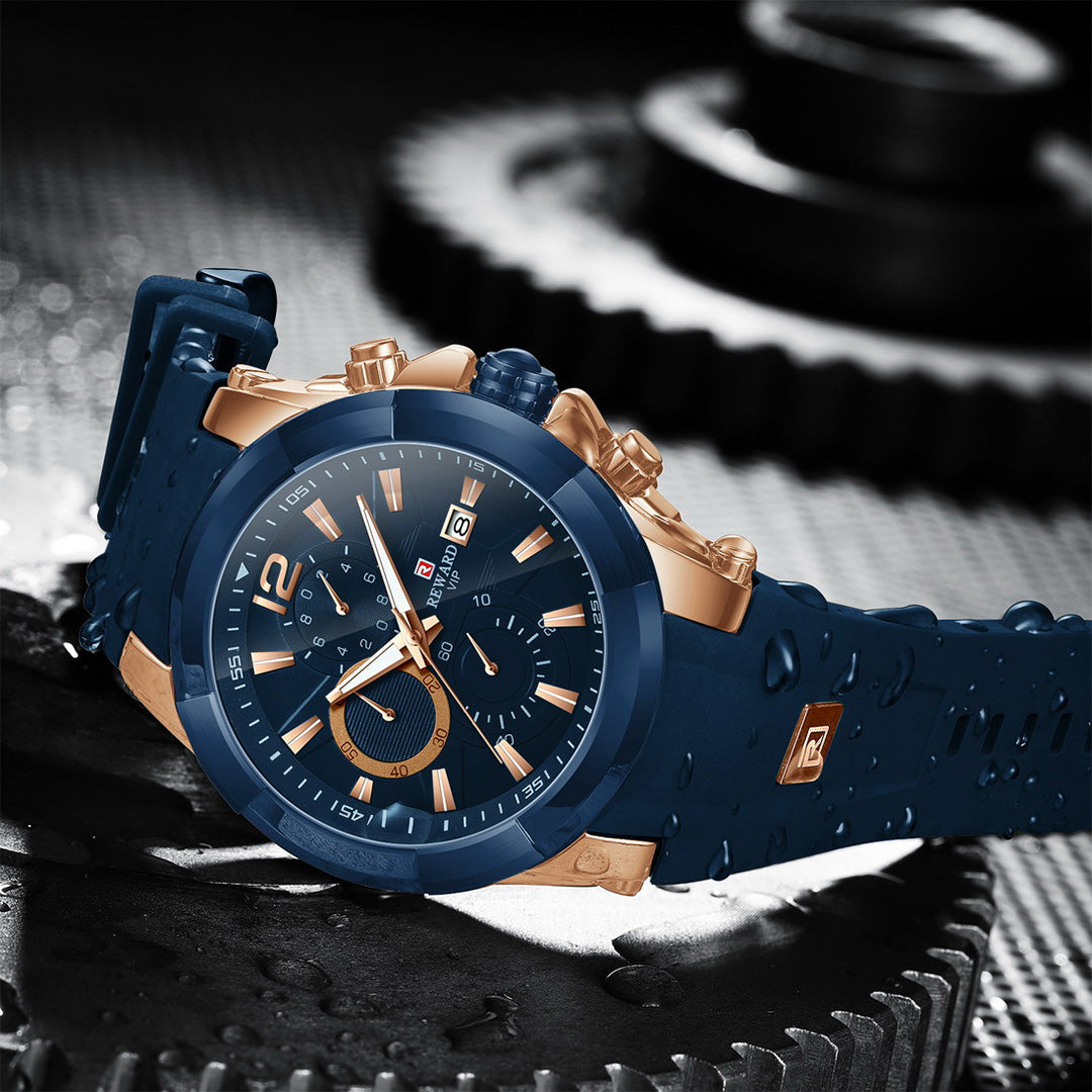 Reward-Montre Homme Design Tendance Style Audacieux. Quartz Précis & Bracelet Silicone Confortable