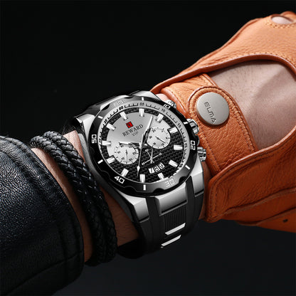 Reward-Montre Homme Quartz Multifonction avec Bracelet Silicone Confortable