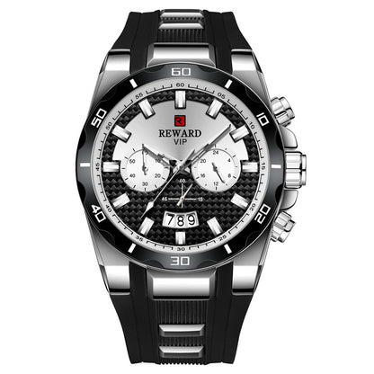 Reward-Montre Homme Quartz Multifonction avec Bracelet Silicone Confortable