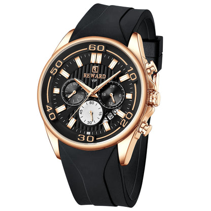 Reward-Montre Sport Homme Quartz Étanche 3ATM avec Bracelet Silicone Confortable