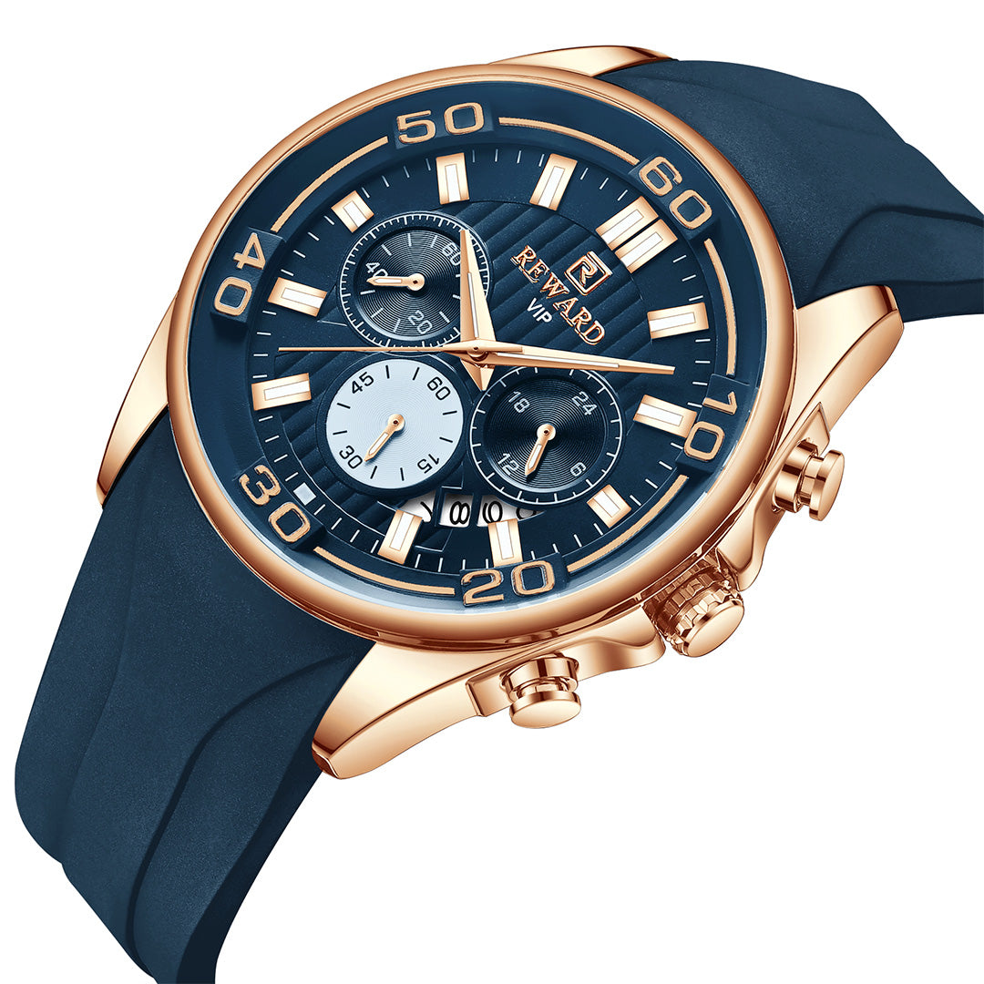 Reward-Montre Sport Homme Quartz Étanche 3ATM avec Bracelet Silicone Confortable