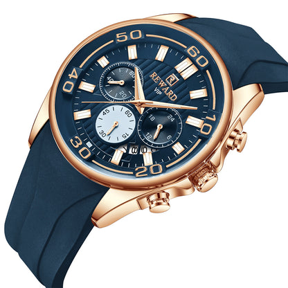 Reward-Montre Sport Homme Quartz Étanche 3ATM avec Bracelet Silicone Confortable