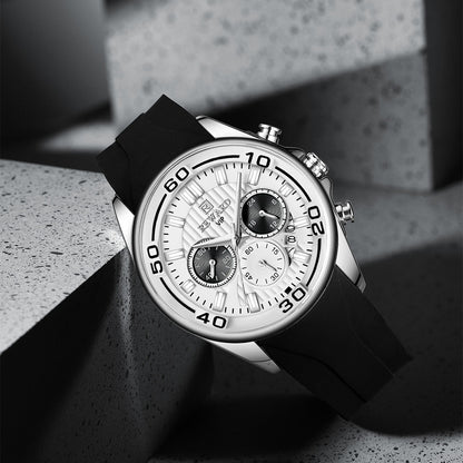 Reward-Montre Sport Homme Quartz Étanche 3ATM avec Bracelet Silicone Confortable