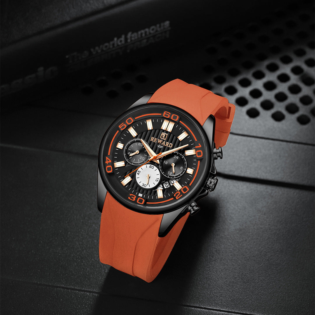 Reward-Montre Sport Homme Quartz Étanche 3ATM avec Bracelet Silicone Confortable