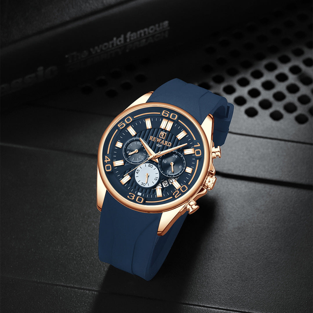 Reward-Montre Sport Homme Quartz Étanche 3ATM avec Bracelet Silicone Confortable