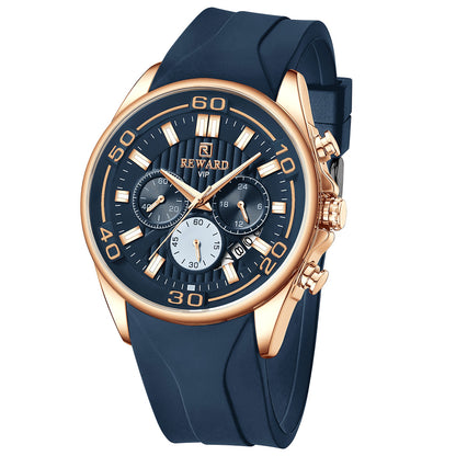 Reward-Montre Sport Homme Quartz Étanche 3ATM avec Bracelet Silicone Confortable