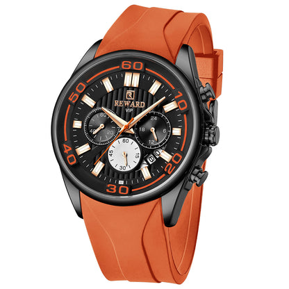 Reward-Montre Sport Homme Quartz Étanche 3ATM avec Bracelet Silicone Confortable