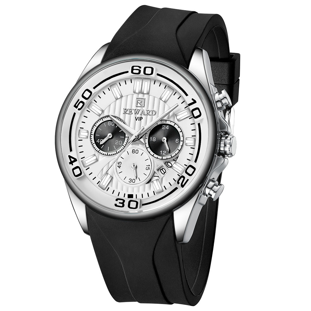 Reward-Montre Sport Homme Quartz Étanche 3ATM avec Bracelet Silicone Confortable