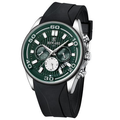 Reward-Montre Sport Homme Quartz Étanche 3ATM avec Bracelet Silicone Confortable