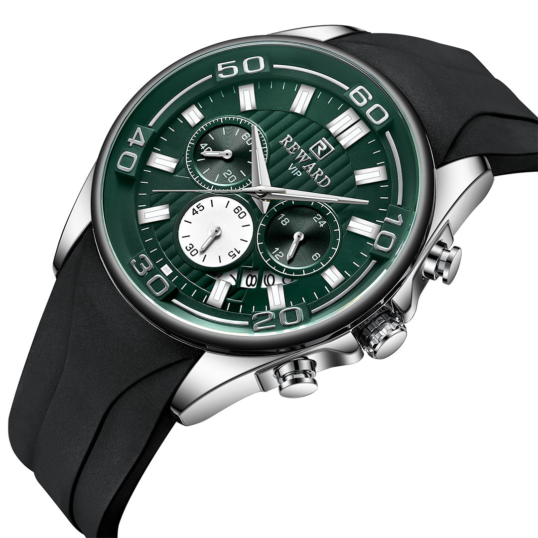 Reward-Montre Sport Homme Quartz Étanche 3ATM avec Bracelet Silicone Confortable