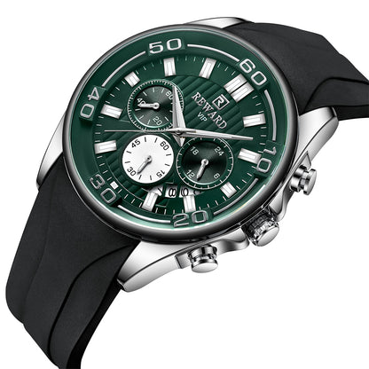 Reward-Montre Sport Homme Quartz Étanche 3ATM avec Bracelet Silicone Confortable