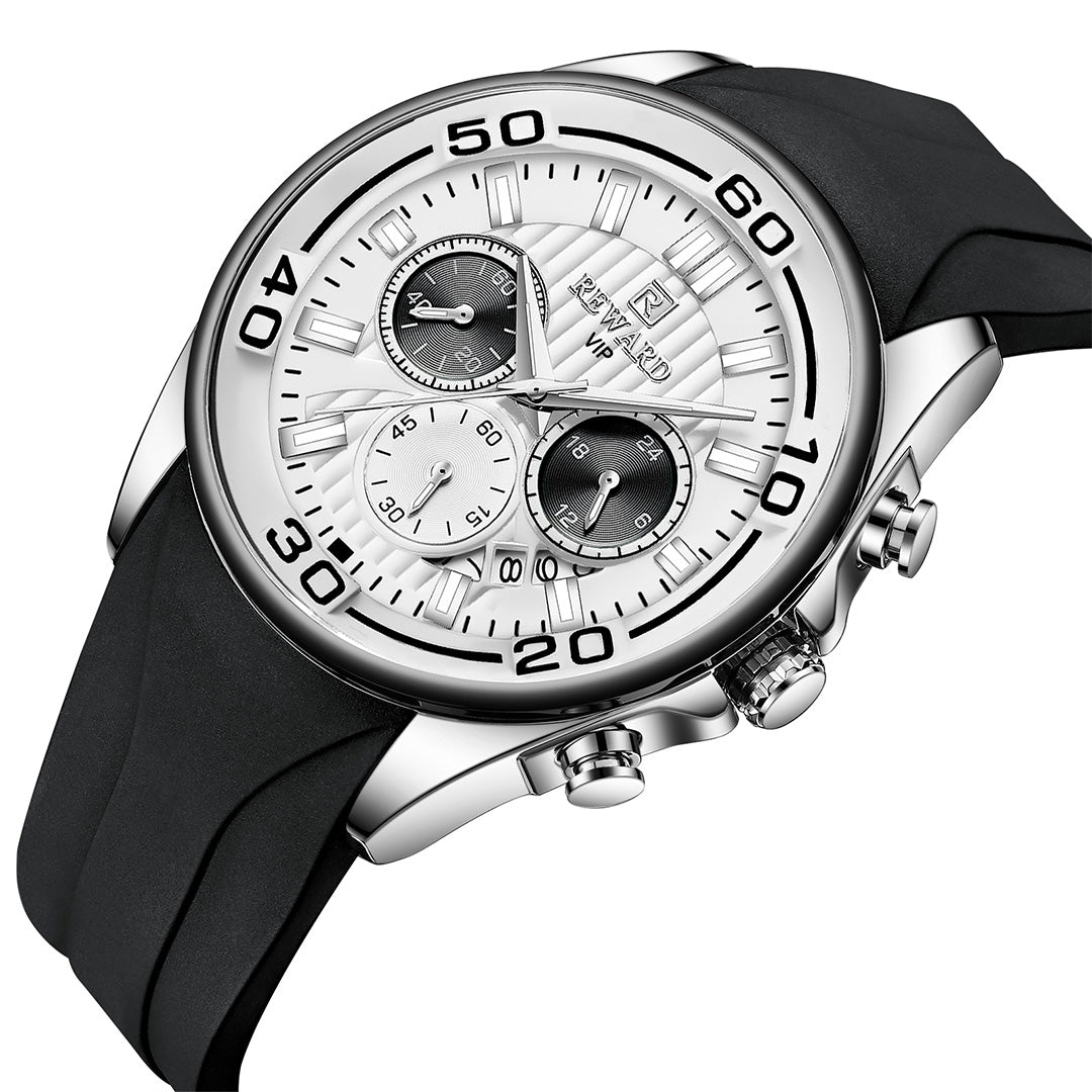 Reward-Montre Sport Homme Quartz Étanche 3ATM avec Bracelet Silicone Confortable