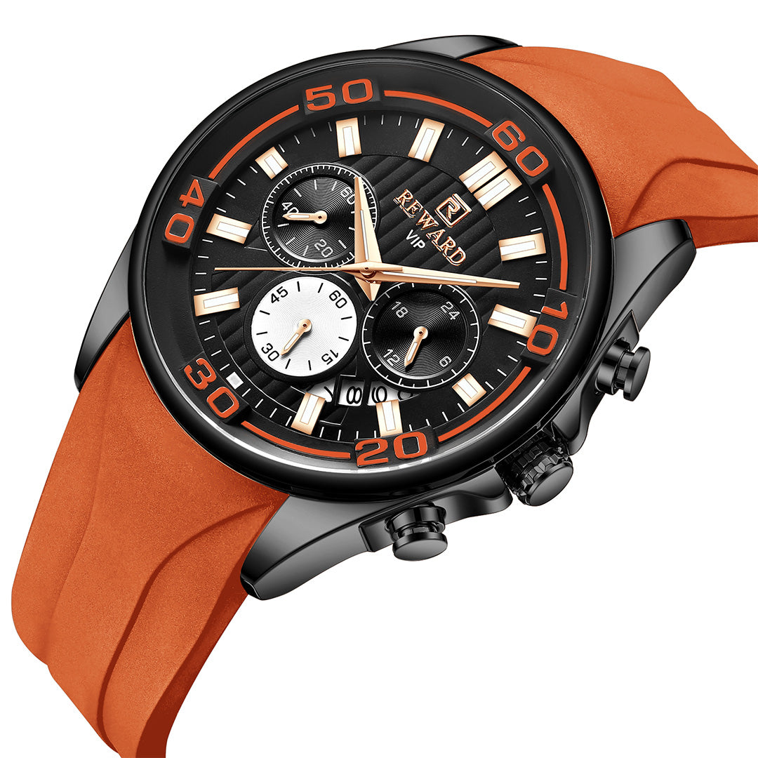 Reward-Montre Sport Homme Quartz Étanche 3ATM avec Bracelet Silicone Confortable