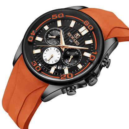 Reward-Montre Sport Homme Quartz Étanche 3ATM avec Bracelet Silicone Confortable