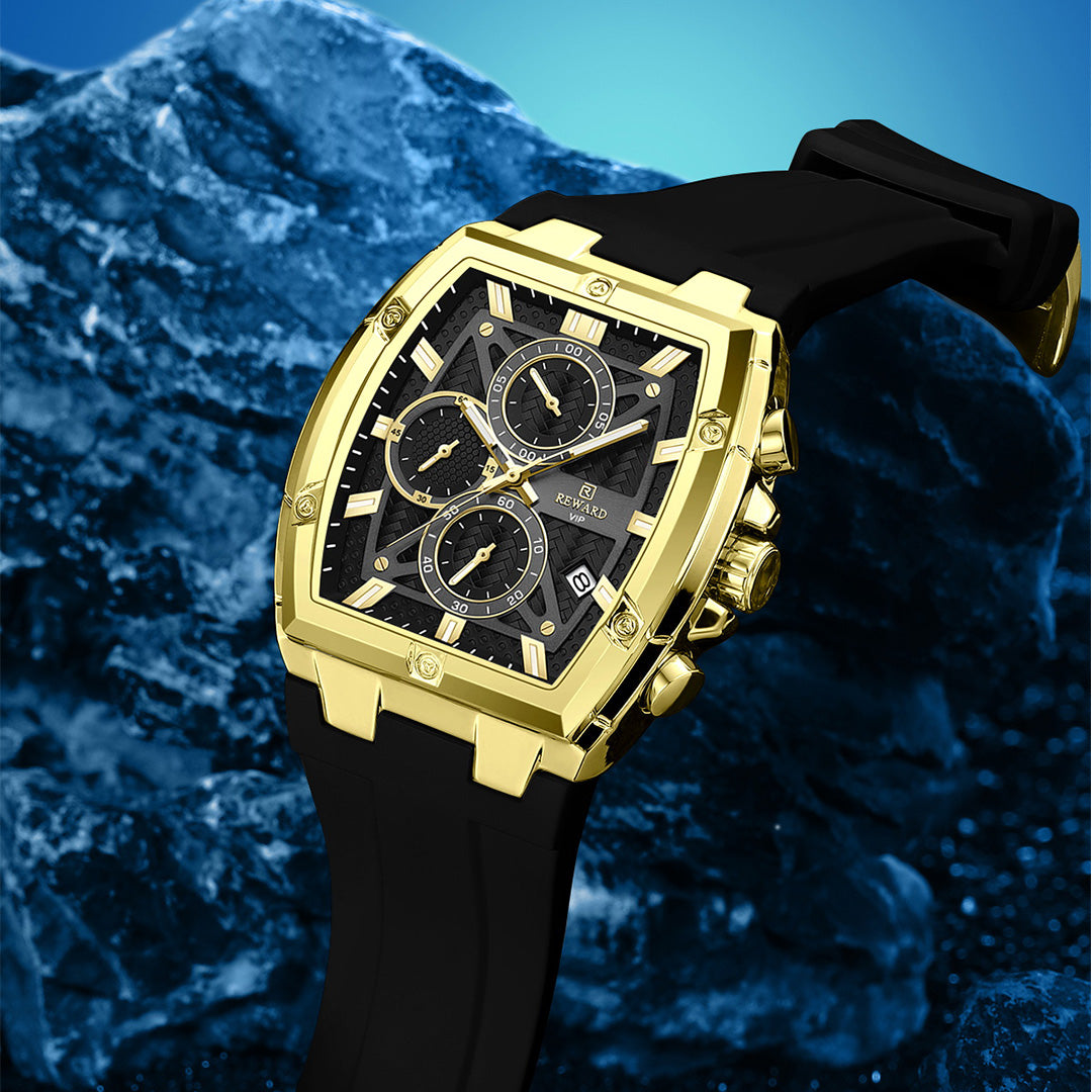 Reward-Montre Homme Quartz Sport Multifonction-Étanche Chronographe avec Bracelet en Silicone