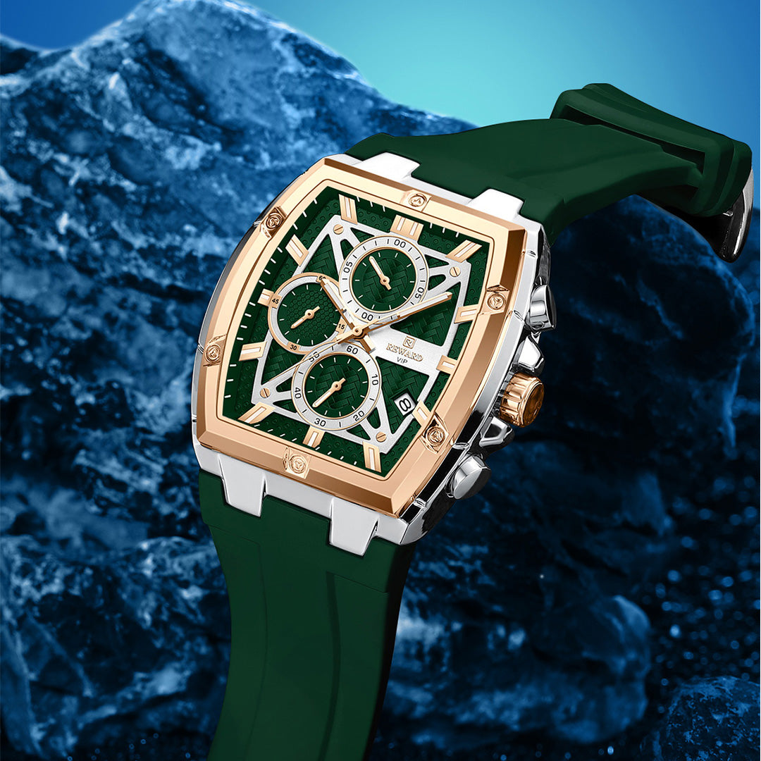 Reward-Montre Homme Quartz Sport Multifonction-Étanche Chronographe avec Bracelet en Silicone