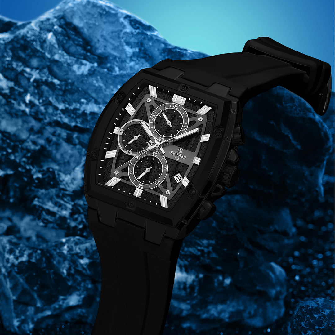 Reward-Montre Homme Quartz Sport Multifonction-Étanche Chronographe avec Bracelet en Silicone