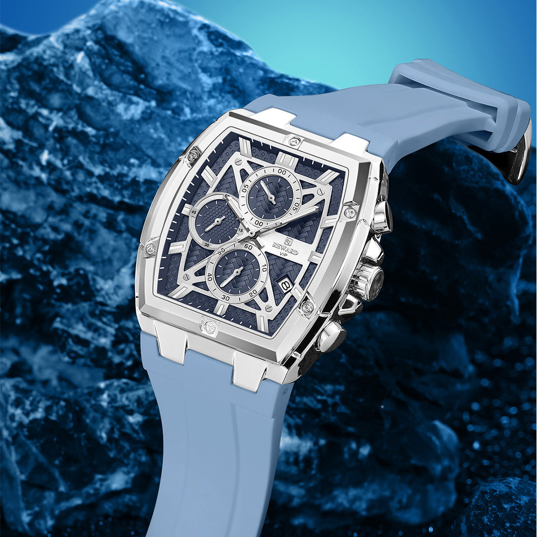 Reward-Montre Homme Quartz Sport Multifonction-Étanche Chronographe avec Bracelet en Silicone